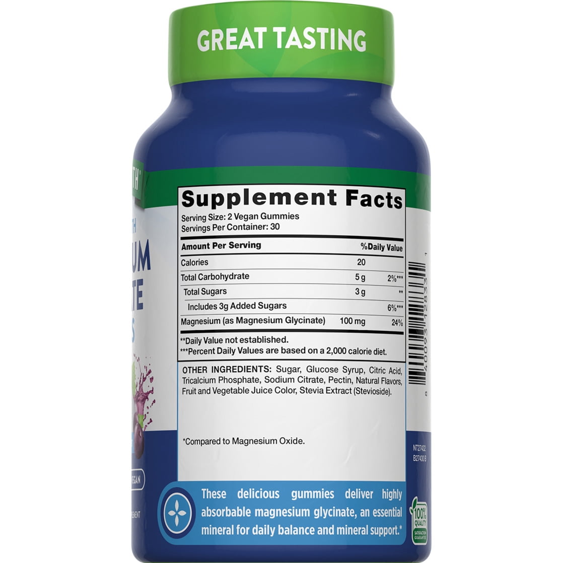 (3 pack) Nature's Truth Magnesium Glycinate Gummies, 60 Count, Sour Grape Flavor, Non-GMO & Gluten Free