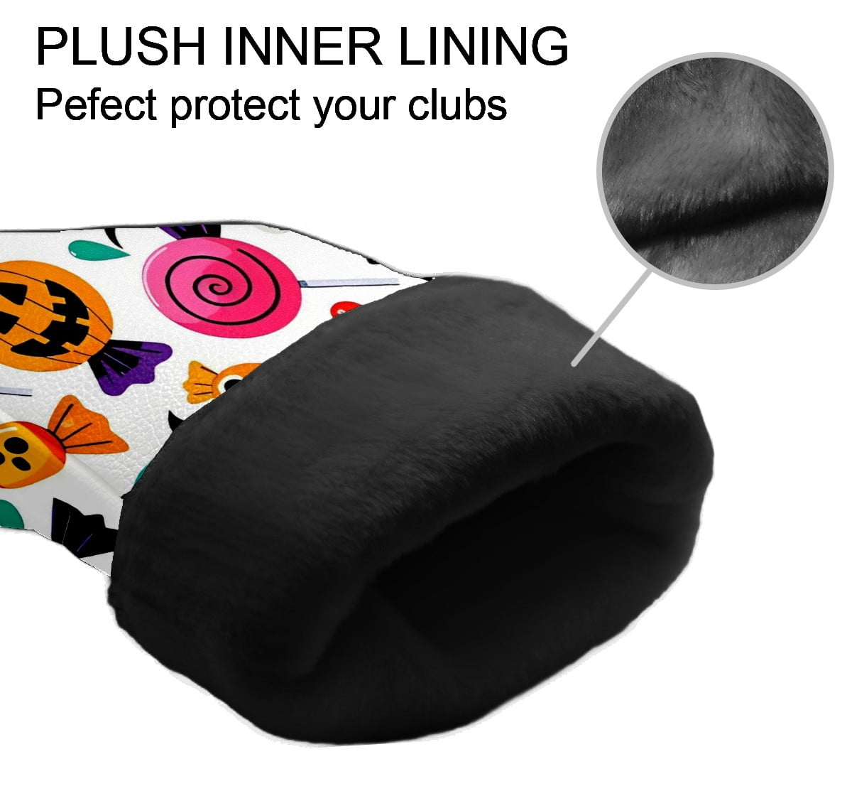 Golf Club Covers, Colorful CandySkull Premium PU Leather Driver Hybrid Putter Head Covers with Velvet Lining, Waterproof Golf Gifts for Men Women