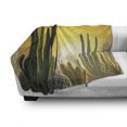 thumbnail image 3 of Cactus Soft Flannel Fleece Blanket, Sunset over Desert Landscape Various Kinds of Cactus Desolate Hot Weather, Cozy Plush for Indoor and Outdoor Use, 50" x 60", Marigold Yellow Green, by Ambesonne, 3 of 6
