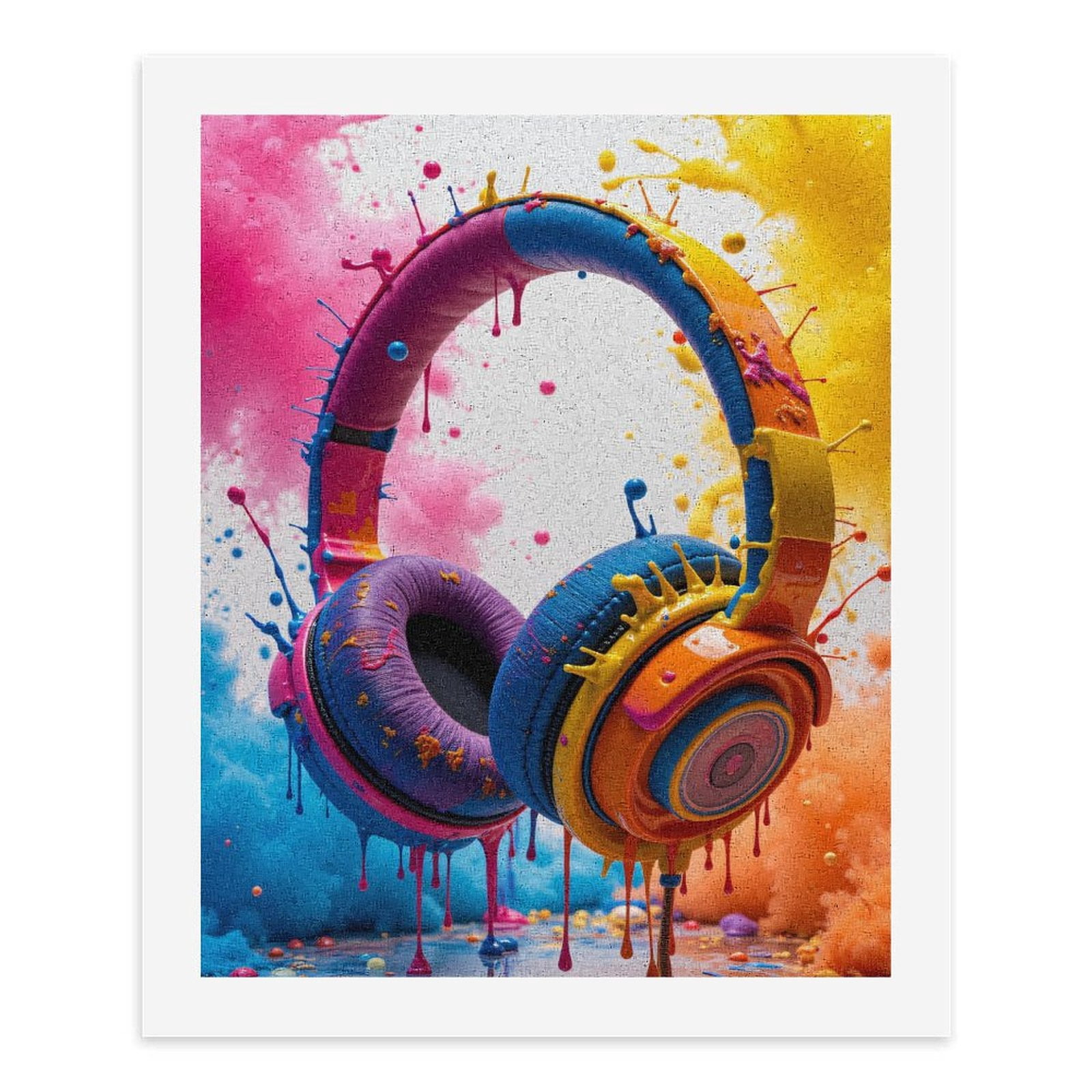 Paint by Numbers Kit for Adults, Colorful Splatter Headphone Art Paint by Numbers, Easy Paint by Numbers Kit for Adults Beginner, DIY Adult Paint by Number Kits on Canvas, Home Decor