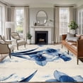 thumbnail image 2 of Vintage Orchid Large Area Rugs 8x10 ft Retro Blue Flower Watercolor Style Washable Rug Non Slip Indoor Carpet Absorbent Floor Mat for Living Room Bedroom Dining Room, 2 of 9