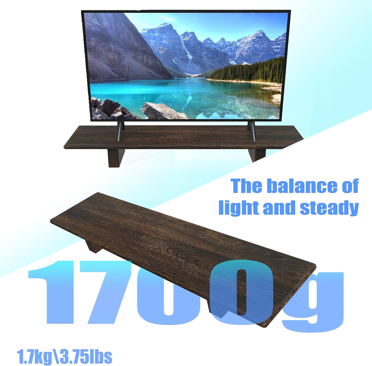 Solid Wood Rustic Desk Monitor Stand with Storage, Large Dual Monitor Riser for Laptop Computer TV PC Printers