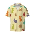 thumbnail image 4 of Uemuo Colorful Rabbit Pattern Cotton Linen Short Sleeve Shirts,Casual Lightweight Button Down Shirts,Vacation Beach Summer Tops-X-Large, 4 of 7