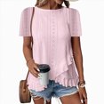 thumbnail image 3 of Kaprioy Women's Ruffle Hem Short Sleeve T-Shirt, Casual Summer Crew Neck Blouses Top, 3 of 6