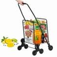thumbnail image 1 of Heavy Duty 110l Folding Utility Cart - 110LB Capacity with Stair-Climbing 360° Wheels, Ideal for Groceries, Laundry & Multi-Floor Transport, 1 of 8
