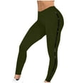 thumbnail image 2 of YOIAVAIOY Women Workout Leggings Running Stretch Yoga Pants High Waist Athletic Soft Side Striped Tights Army Green M, 2 of 6