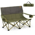 thumbnail image 1 of Gymax Oversized Camping Chair Folding Loveseat Camping Couch w/ Cup Holders & Padding Green, 1 of 10