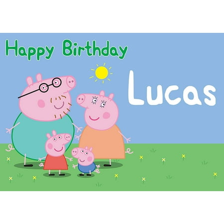 Peppa Pig Personalized Cake Topper Icing Sugar Paper A4 Sheet Edible Frosting Photo Birthday Cake Topper 1/4