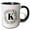 Black/White, variant on 3drose, Image of Flowery Circle Monogram K, 11oz Two-tone Yellow Mug