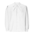 thumbnail image 5 of FAIWAD Women's Tops Long Sleeve Frill Round Neck Solid Color Blouse Button Down Office Shirt, 5 of 6