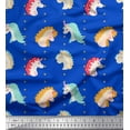 thumbnail image 1 of Soimoi Blue Cotton Cambric Fabric Dot & Unicorn Face Decor Fabric Printed Yard 56 Inch Wide, 1 of 3