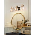 thumbnail image 3 of Vikaey Crystal Gold Bathroom Vanity Light Fixtures, Modern Elegant Style Bathroom Wall Sconce, Metal Vanity Lights Over Mirror(Black & Brass), 3 of 6