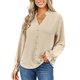 thumbnail image 2 of VISgogo - Blusa informal de manga larga con cuello en V para mujer, color sólido, para primavera y otoño VISgogo moda, 2 of 9