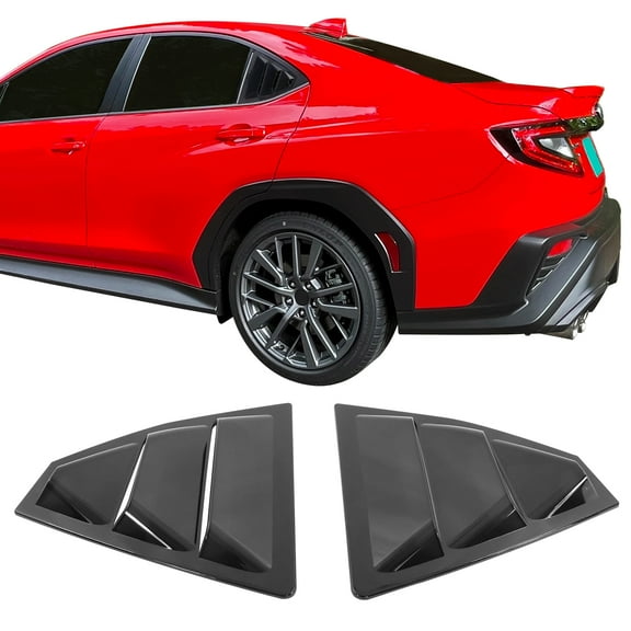 Ikon Motorsports 2PCS Rear Side Window Louvers Compatible With 2022-2025 Subaru WRX Window Scoop 3 Vent Openings Cover Trim Bodykit - Polycarbonate
