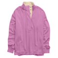 thumbnail image 3 of Women Oversized Henley Collared Sweatshirt with Button Placket Soft Thermal Long Sleeve Pullover for Daily Preppy Spring Fall Pink XL, 3 of 4
