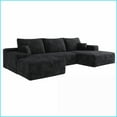thumbnail image 2 of 107" Modern Minimalist Plush Corduroy Sectional Sofa with Ottoman | No Assembly | Living Room | Square Arms | Foam | Cushion Back, 2 of 7
