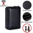 thumbnail image 5 of PULMCheerger Genuine Leather Credit Card Holder Wallet RFID Blocking Secure Card Case Zipper (Black), 5 of 6
