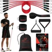 ASU Trainer Resistance Bands Tube Workout Bands with Handles Ankle Straps and Door Anchor 5 Exercise Bands