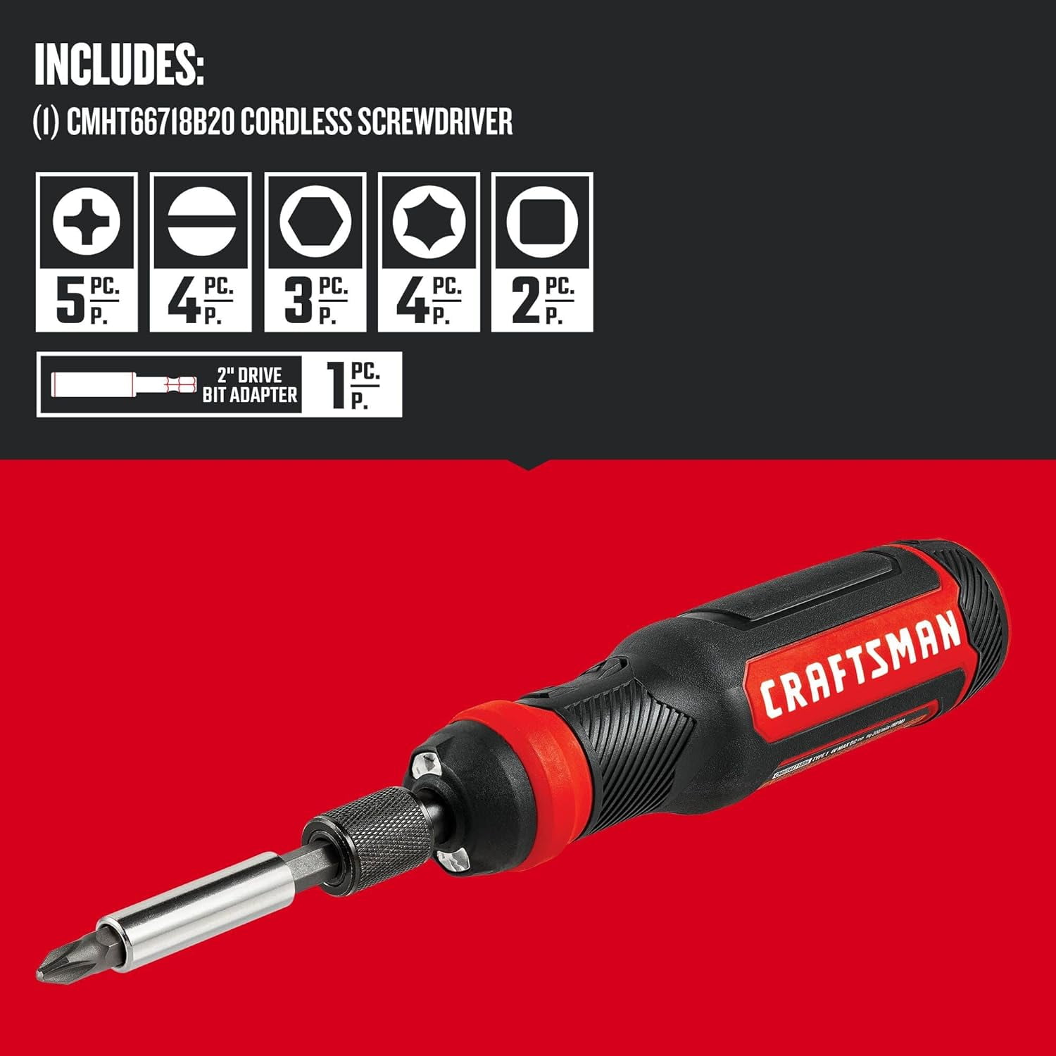 4V Electric Screwdriver Set, 300 RPM, -USB Charging Port, 3-Stage Battery Charge Indicator (CMHT66718B20)