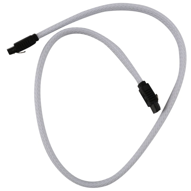 Cable de datos SATA 3.0 III SATA3 de 50 cm y 7 pines, 6 Gb/s, para SSD, HDD, disco duro, con funda de nailon, versión premium (blanco)