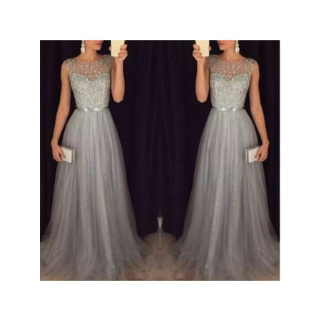 - Women Sexy Sequin Tulle Tutu Sleeveless Dress Prom Evening Party Wedding