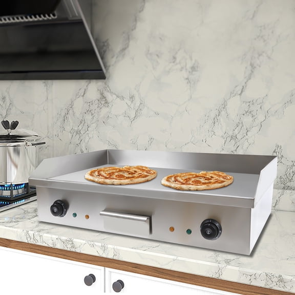 3KW 110V Stainless Commercial Electric Griddle Flat Top Grill Teppanyaki Countertop FOR Pancakes Crispy Bacon Grilled Cheese