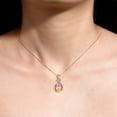 thumbnail image 3 of RYLOS Necklace Yellow Gold 14K Classic Designer Necklace Gemstone &  Diamonds Pendant with 18" Chain 9X7MM Pink Ice October Birthstone Womens Jewelry Gold Necklace, 3 of 7