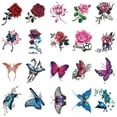 thumbnail image 5 of 50 tatuajes temporales de flores para mujeres, pegatinas para tatuajes de medio brazo, tatuajes de rosas, flores, calaveras y mariposas, para decoraciones para adultos, niñas y niños, 5 of 5