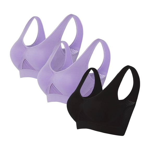 Gamivast 3 Pack Sleeping Bra for Women Full Coverage Wireless Bras with Support Comfortable Mesh Push up Bralette Everyday Underwear