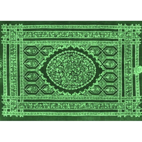 Ahgly Company Indoor Rectangle Medallion Emerald Green Traditional Area Rugs, 8' x 10'
