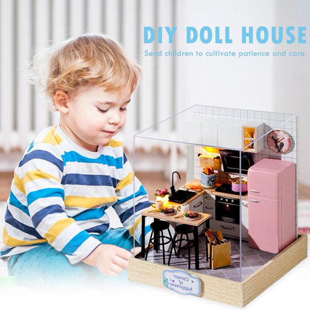 Casa de muñecas DIY Casas de muñecas en miniatura de madera Kit de muebles Juguetes educativos