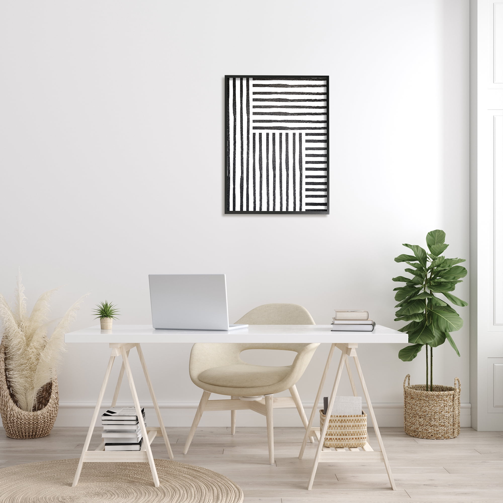 Stupell Industries Dominant Patterned Perpendicular Lines Modern Minimal Abstraction, 24 x 30, Designed by Leah Straatsma