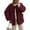 Wine, variant on Women's Lamb Wool Fall Winter Plush Jackets Collarless Button Down Coat Comfy Long Sleeve Casual Outwear Jackets