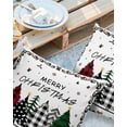 thumbnail image 2 of Pack of 2 Outdoor Pillow Covers, Merry Christmas Red Green Black Xmas Tree Floral Border Waterproof Square Throw Pillowcase Cushion Decorative Pillow Covers for Couch Patio Tent, 18x18 in, 2 of 6