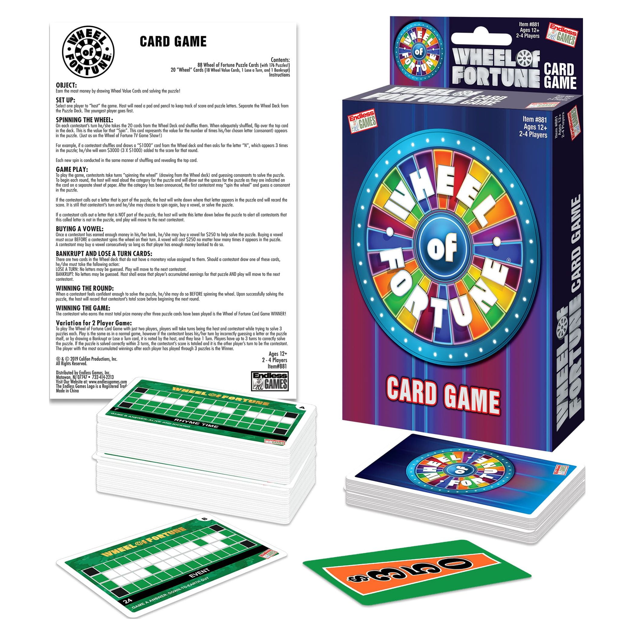 Endless Games Wheel of Fortune Card Game, Children Ages 12+