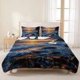 thumbnail image 3 of Queen Quilt Set 90''x96'', Beach Reef Lightweight Bedspread Coverlet Set with 2 Pillow Shams, Beach Sunset Ocean Waves Natural Scenery Breathable All Season Quilt Bedding for Bedroom/Guest Room, 3 of 9