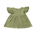 thumbnail image 2 of Robe Fille Bébé Enfant Manches à Volants Poche Longueur Genou Robe Trapèze, 2 of 6