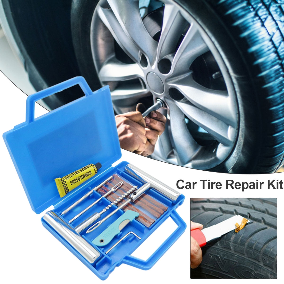 Tubeless Tyre Repair Kit In Box Hand Tools Wheel Tyres Puncture Motorcycle 