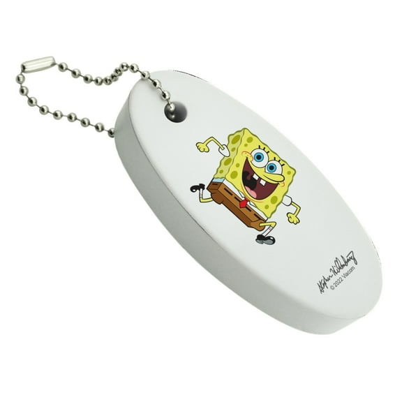 Running SpongeBob Floating Keychain Oval Foam Fishing Boat Buoy Key Float
