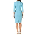 thumbnail image 3 of INSPIRE CHIC Women's Dress 3/4 Sleeve V Neck Ruched Work Sheath Pencil Dresses L Light Blue, 3 of 6