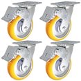 thumbnail image 2 of 6" x 2" Total Lock Caster Set of 4 with Orange Polyurethane on Aluminum Wheel - 5,000 lbs Capacity Per Set of 4, 2 of 5