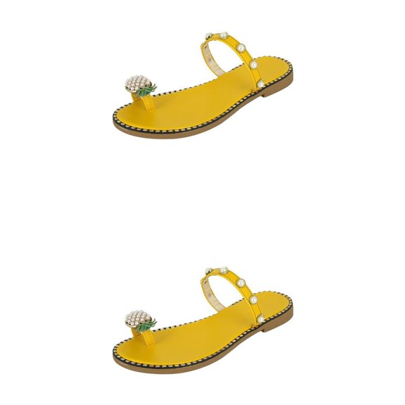 Masteelf 2 Pairs  Female Flat Sole Shoes Fashionable Thong Sandals Anti-Slip Casual Shoes