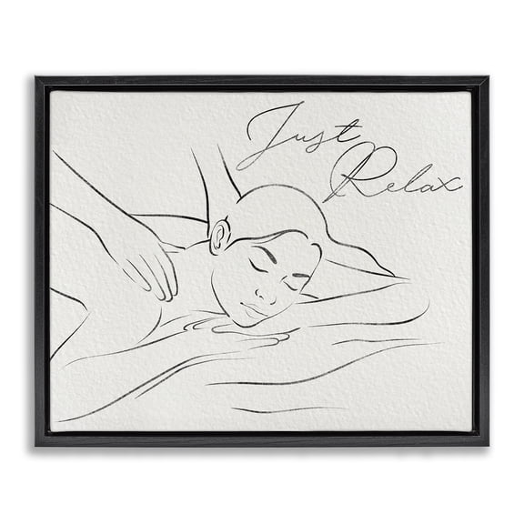 Stupell Industries Just Relax Massage Contour Black Framed Floater Canvas Wall Art, design by Marcus Prime