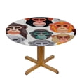 thumbnail image 3 of JEUXUS  Round Tablecloth Abstract Monkey Table Cloth Stain and Resistant Washable Polyester Decorative Table Cover for Dining Table Buffet Parties Camping, 3 of 7