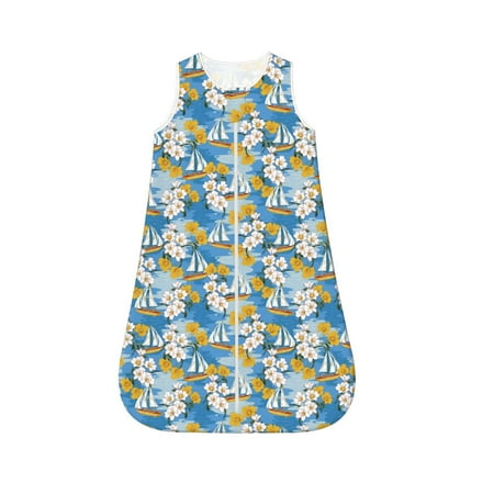 

Cauagu Flower and Sail Boat for Infant Wearable Blanket Unisex Girl Boy Swaddle Transition Sack - Newborn Essentials Sleep Clothes-Small