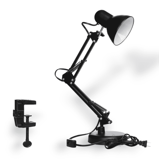 Lámpara de Brazo Giratorio 360 JustClick MX para Mesa Escritorio Flexible Negro
