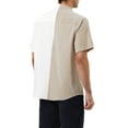 thumbnail image 3 of Unique Bargains Men's Button Down Short Sleeve Summer Cotton Patchwork Shirts L White Khaki, 3 of 6