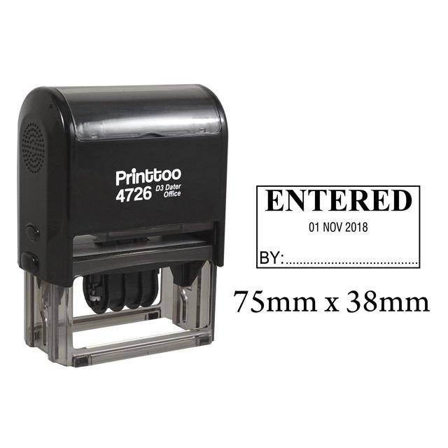 Printtoo Self Inking Dater Stamp With Entered By Text & Signature Space Rubber Stamp-Black