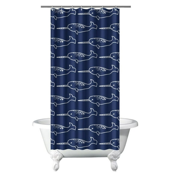 Ocean Predator Shower Curtain Liner - Shark Marine Life Water-Resistant Fabric, Washable Tropical Bathroom Decor,36x72in
