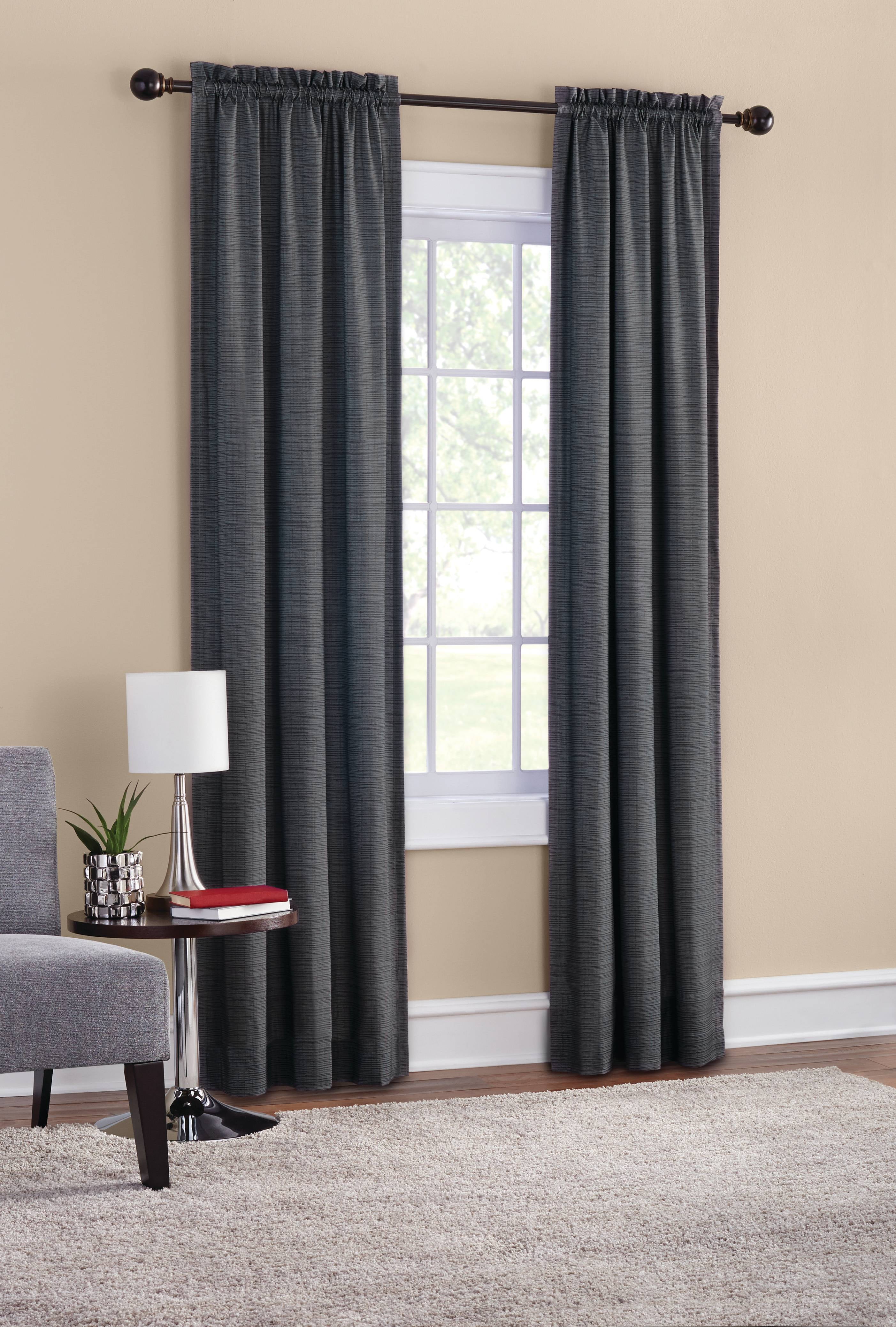 Mainstays Room Darkening Threaded Print Curtain Panel Pair Walmart